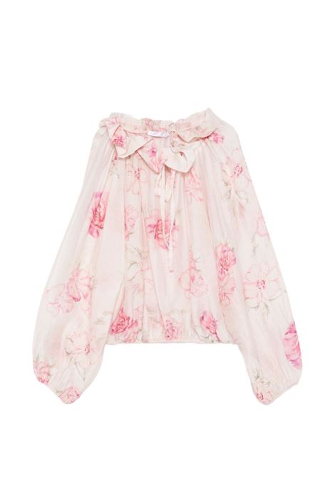 Blusa a fiori con ruches Lù-Lù BY MISS GRANT | LL4402ROSA